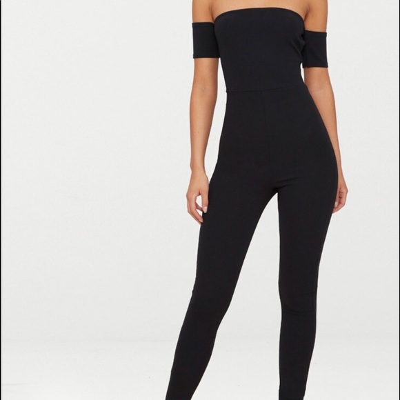 black jumpsuit pretty little thing
